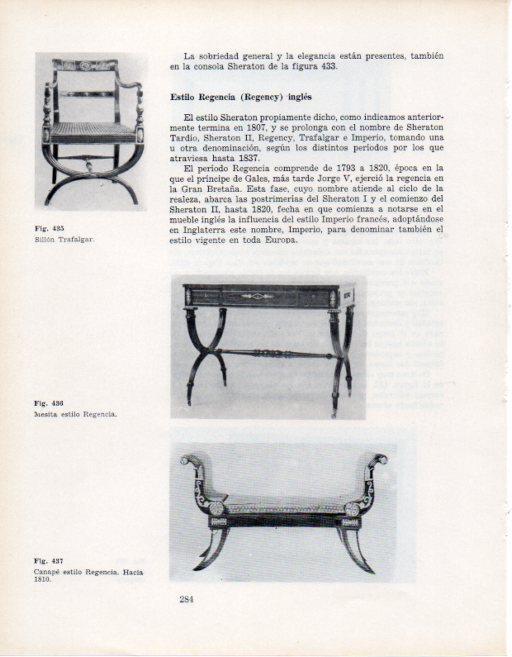 LAMINA V28425: Mesita y canape estilo Regencia