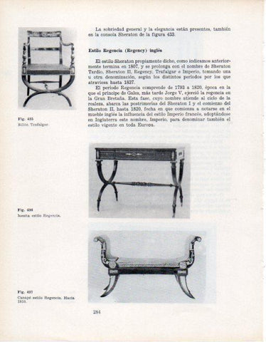 LAMINA V28425: Mesita y canape estilo Regencia