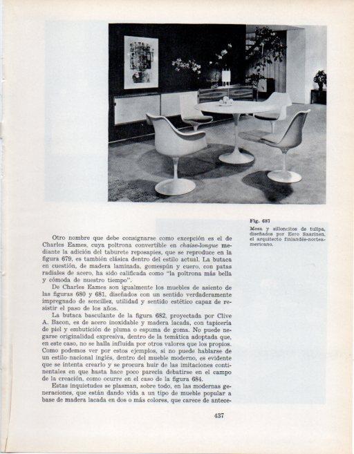 LAMINA V28484: Mesa y silloncitos diseño de Eero Saarinen