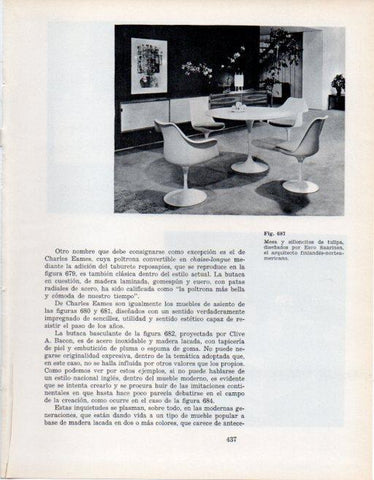 LAMINA V28484: Mesa y silloncitos diseño de Eero Saarinen