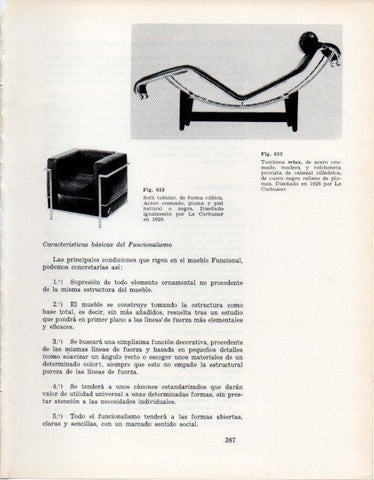 LAMINA V28460: Sofa y tumbona diseño de Le Corbusier 1929
