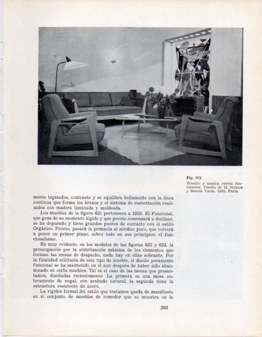 LAMINA V28463: Tresillo y mesita por M. Ramos y Bouret Varin 1955