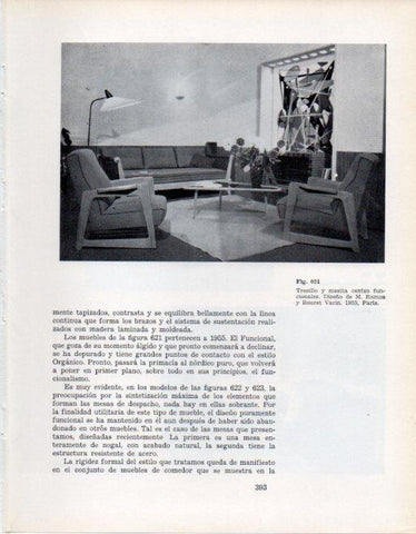 LAMINA V28463: Tresillo y mesita por M. Ramos y Bouret Varin 1955