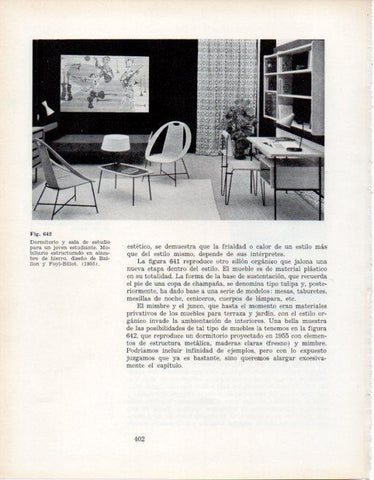 LAMINA V28467: Dormitorio y sala de estudio diseño de Baillon y Foyl-Billot 1955