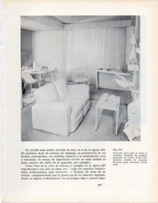 LAMINA V28469: Sala de estar y comedor diseño de J. Tournus para Airborne 1956