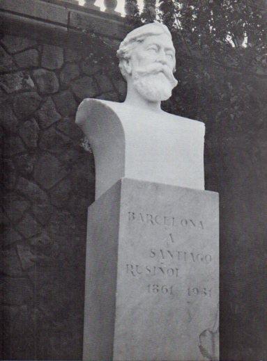 LAMINA V28076: Busto de Santiago Rusiñol i Prats por Enric Clarasso, Barcelona