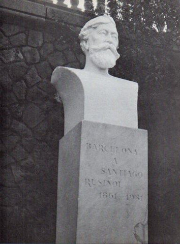 LAMINA V28076: Busto de Santiago Rusiñol i Prats por Enric Clarasso, Barcelona