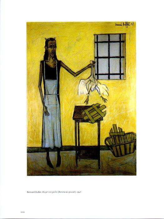 LAMINA V28003: Mujer con pollo por Bernard Buffet
