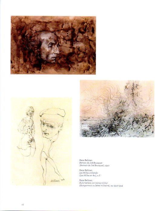 LAMINA V27929: Retrato de Joe Bousquet y Autorretrato con boina militar por Hans Bellmer