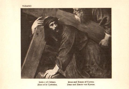 LAMINA V28186: Jesus y el Cirineo por Tiziano