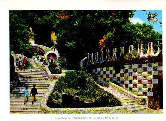 LAMINA V28121: Escalinata del Parque Guell, Barcelona