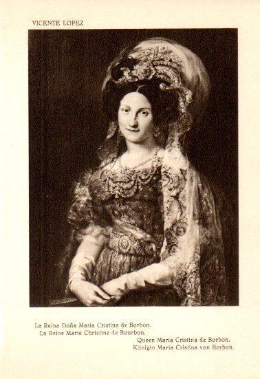 LAMINA V28163: La Reina Doña Maria Cristina de Borbon por Vicente Lopez