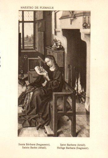 LAMINA V28127: Santa Barbara fragmento por Maestro de Flemalle