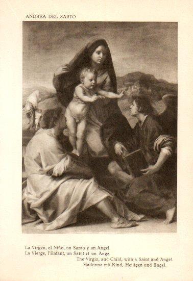 LAMINA V28137: La Virgen el Niño un Santo y un Angel por Andrea del Sarto