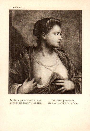 LAMINA V28140: La dama que descubre el seno por Tintoretto