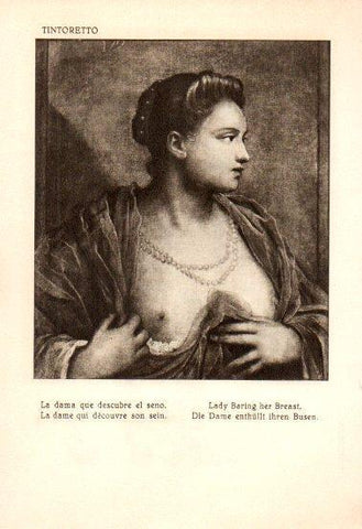 LAMINA V28140: La dama que descubre el seno por Tintoretto