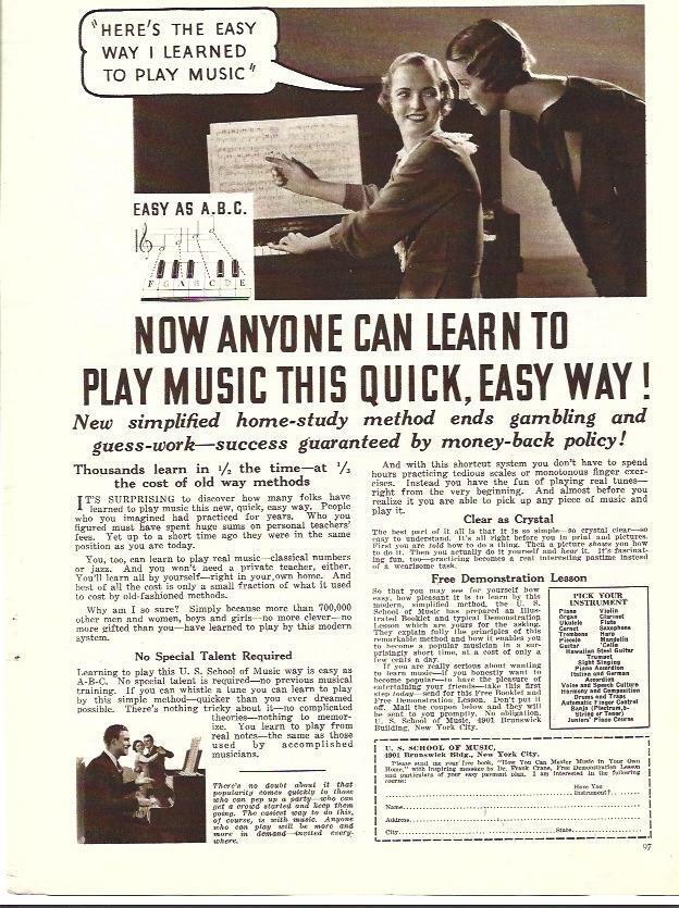 LAMINA 34422: Publicidad de Escuela de Musica en Nueva York