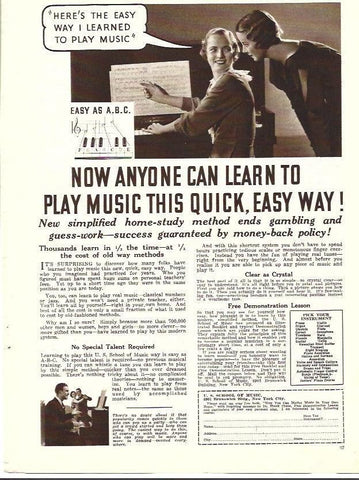 LAMINA 34422: Publicidad de Escuela de Musica en Nueva York