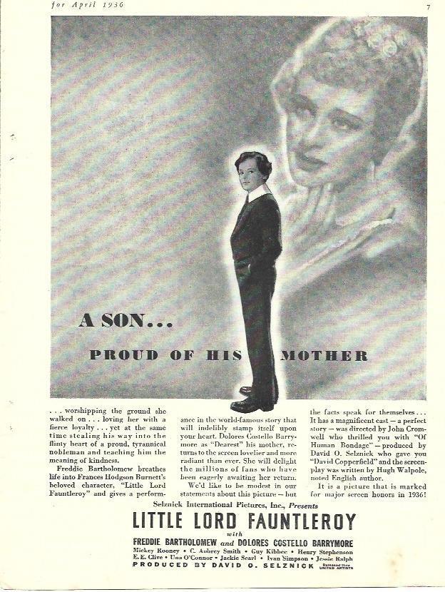 LAMINA 34434: Publicidad de Little Lord Fauntleroy