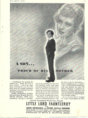 LAMINA 34434: Publicidad de Little Lord Fauntleroy