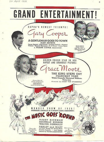 LAMINA 34435: Publicidad de peliculas de Gary Cooper y Grace Moore