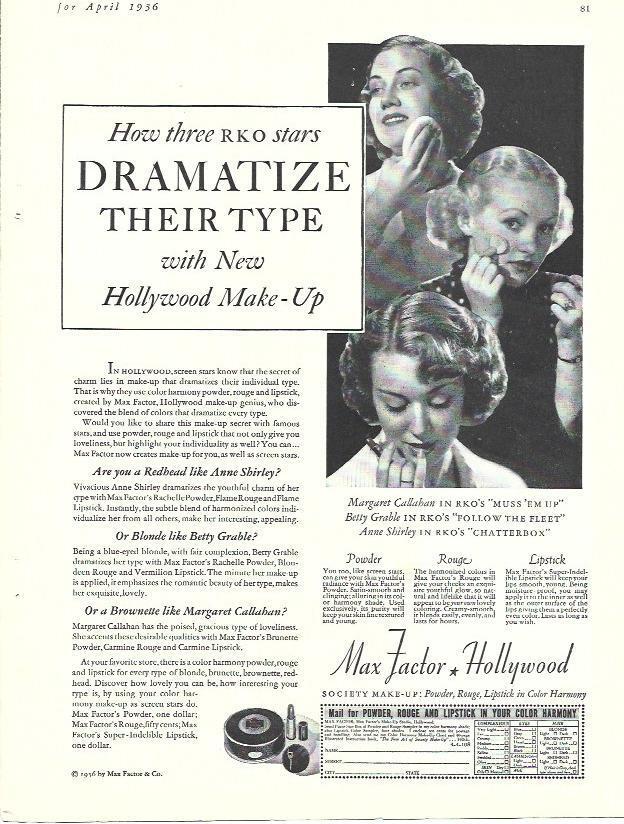 LAMINA 34471: Publicidad de maquillaje Max Factor