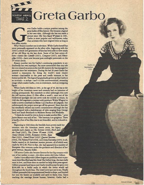 LAMINA 34488: Greta Garbo en Inspiracion