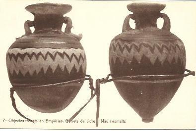 POSTAL A1661: Anforas de vidrio de Empuries
