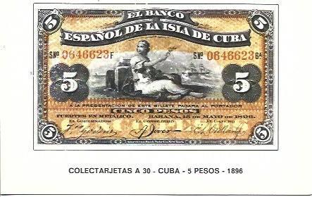 POSTAL A1584: Cuba - 5 pesos -1896