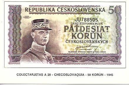 POSTAL A1586: Checoslovaquia - 50 Korun - 1945