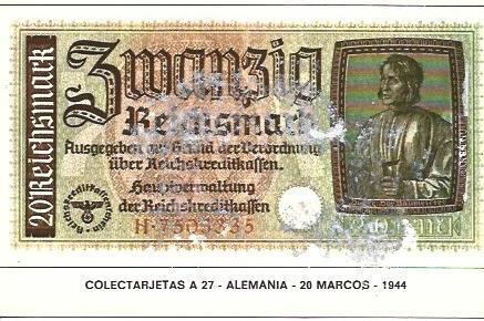 POSTAL A1587: Alemania - 20 marcos -1944