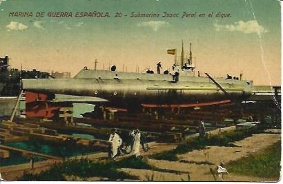POSTAL A1654: Submarino Isaac Peral en el dique