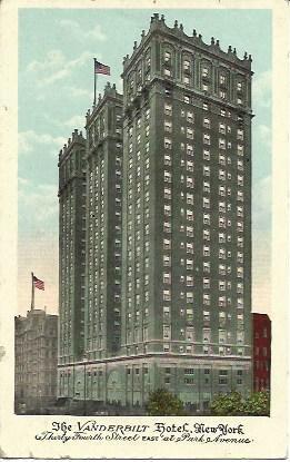 POSTAL A1655: The Vanderbilt Hotel en Nueva York