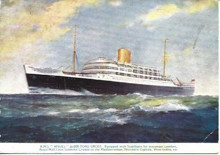 POSTAL A2196: El Andes de la Royal Mail Lines