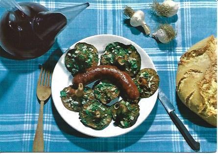 POSTAL A2182: Platos tipicos, butifarra con setas