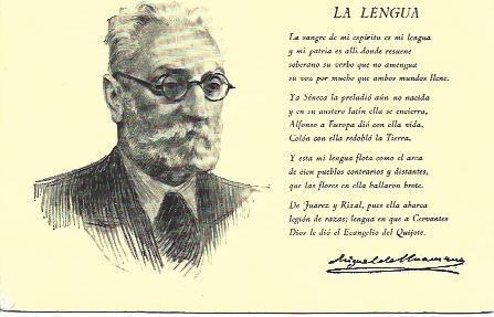 POSTAL A2122: Poema La Lengua de Miguel de Unamuno