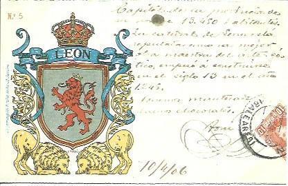 POSTAL A2338: Escudo de Leon
