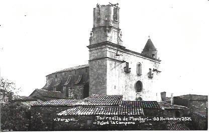 POSTAL A1886: Campanario en Torroella de Montgri
