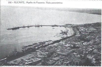 POSTAL A1868: Muelle del Poniente de Alicante