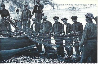 POSTAL A1800: Pescadores en la Costa Brava
