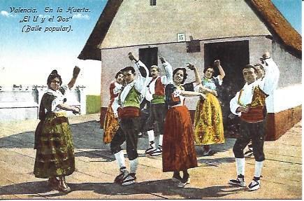 POSTAL A1864: Baile popular en Valencia
