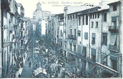 POSTAL A1830: Rambla y mercado de Girona