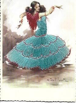 POSTAL A2037: Mujer flamenca