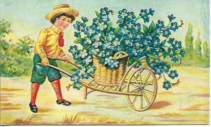 POSTAL A2018: Niño con flores