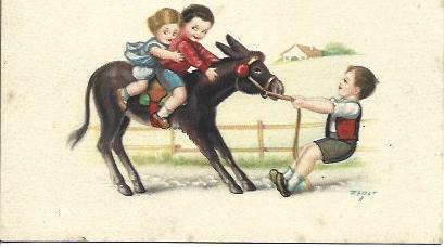 POSTAL A2019: Niños y un burro