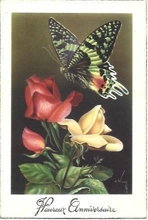 POSTAL A2075: Felicitacion con flores