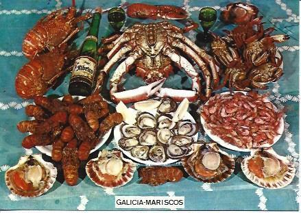 POSTAL A2061: Selección de mariscos de Galicia