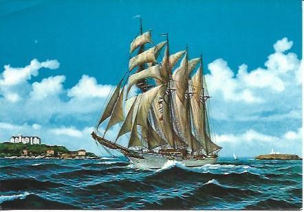 POSTAL A1947: Buque Escuela Juan Sebastian Elcano en Santander