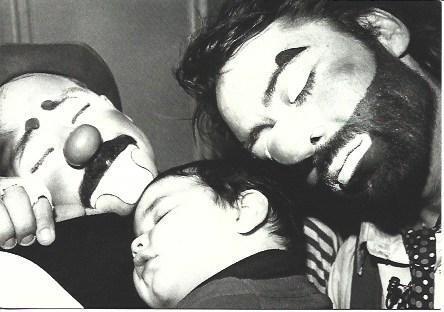 POSTAL A1956: Sleeping clowns and baby