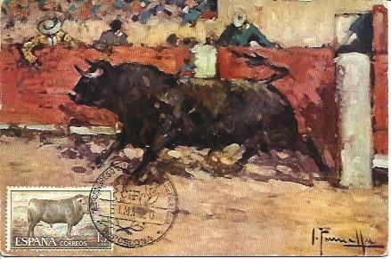 POSTAL A1979: Salida al ruedo de un toro
